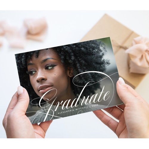 Elegant Script Graduate  Photo Grad Party Invitation