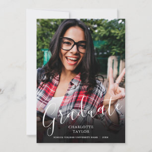 Elegant Script Graduate Photo Graduation  Announce Announcement