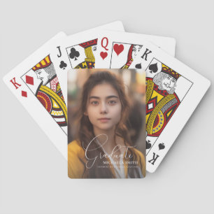 Elegant Script Graduate Photo Graduation Poker Cards