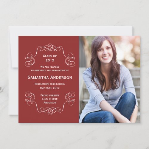 Elegant Script Graduation Announcement - Red