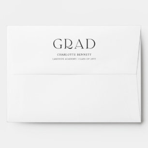 Elegant Script Graduation Black and White Envelope