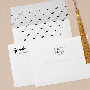 Elegant Script Graduation Cap Envelope