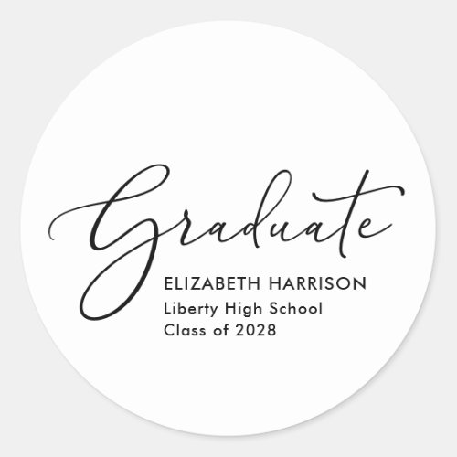 Elegant Script Graduation Classic Round Sticker