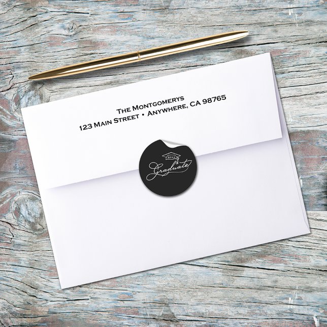Elegant Script Graduation Envelope Seal (Elegant script 1-1/2" graduation envelope seals (more colors available))