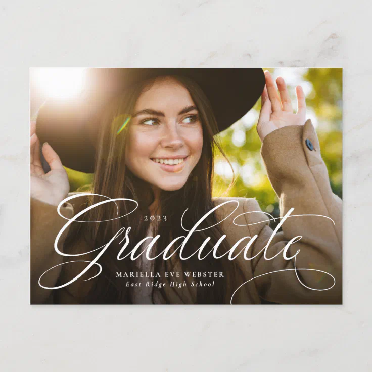 Elegant Script Graduation Invitation Postcard Zazzle