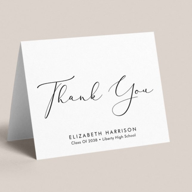 Elegant Script Graduation Letterpress Thank You Card (Creator Uploaded)