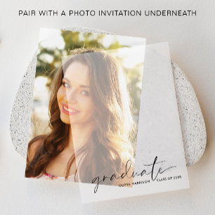 Elegant Script Graduation Party Overlay Vellum Invitations