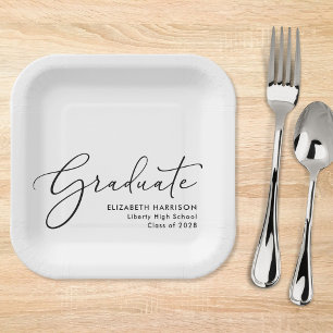 Elegant Script Graduation Party Paper Plates