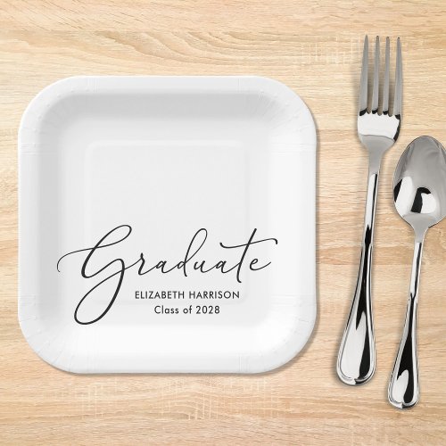 Elegant Script Graduation Party Paper Plates