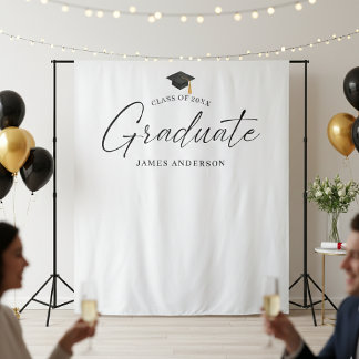 Elegant Script Graduation Party Photo Backdrop