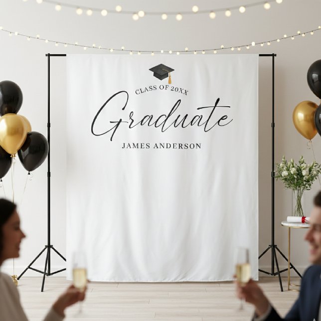 Elegant Script Graduation Party Photo Backdrop (Creator Uploaded)