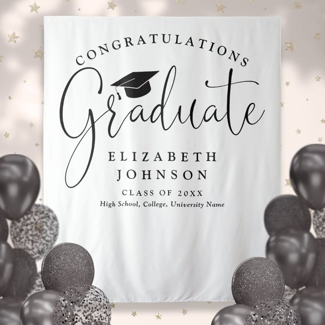 Elegant Script Graduation Party Photo Backdrop (Elegant Script Graduation Party Photo Backdrop)