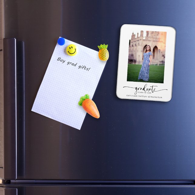 Elegant Script Graduation Photo Announcement Magnet (Creator Uploaded)