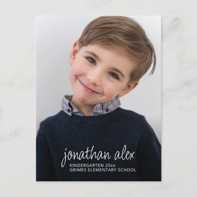Elegant Script Graduation Photo Announcement Postcard (Front)