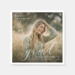 Elegant Script Graduation Photo Napkins