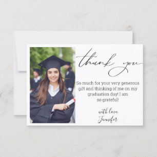 elegant script graduation photo thank you card