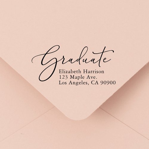 Elegant Script Graduation Return Address Self_inking Stamp