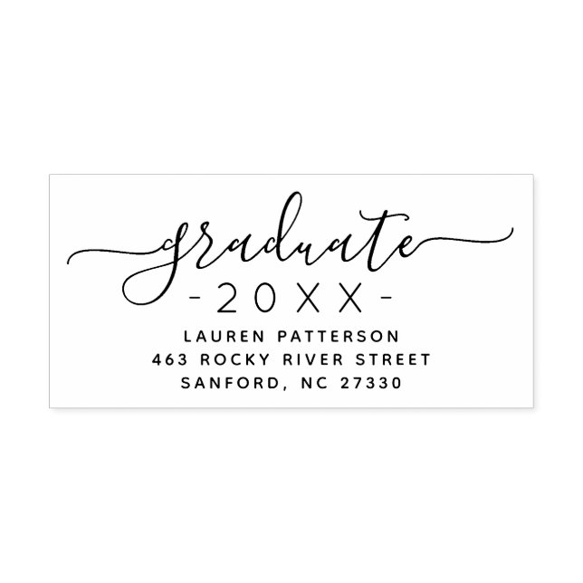 Elegant Script Graduation Return Address Stamp (Imprint)