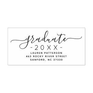 Elegant Script Graduation Return Address Stamp