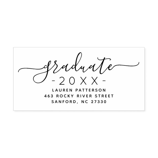 Elegant Script Graduation Return Address Stamp (Design)
