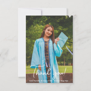 Elegant Script Graduation Thank You Card - Photo