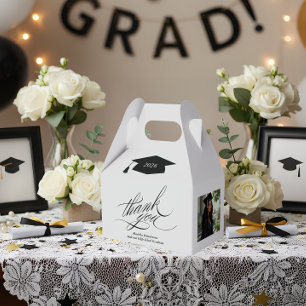 Elegant Script Graduation Thank You Photo Favor Boxes