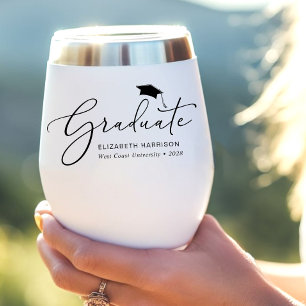 Elegant Script Graduation Thermal Wine Tumbler