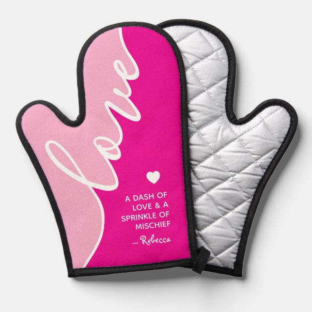 Elegant Script Grandma Love Humor Saying Oven Mitt (Front/Back)
