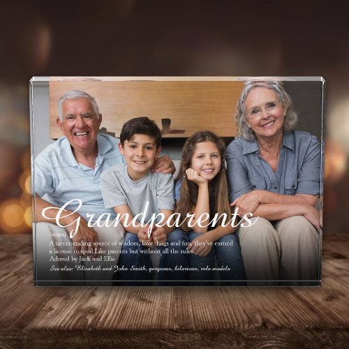 Elegant Script Grandparents Fun Definition Photo Block