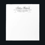 Elegant Script Gray 2 Initial Monogram Name Title Notepad<br><div class="desc">Write down notes,  reminders,  ideas,  and to do's on this elegant notepad personalized with your initials in gray under your name in an ornate,  classic script and title in a classic black font. A simple yet tasteful divider between them.</div>
