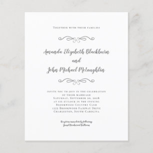 Elegant Script Gray Budget Wedding Invitation