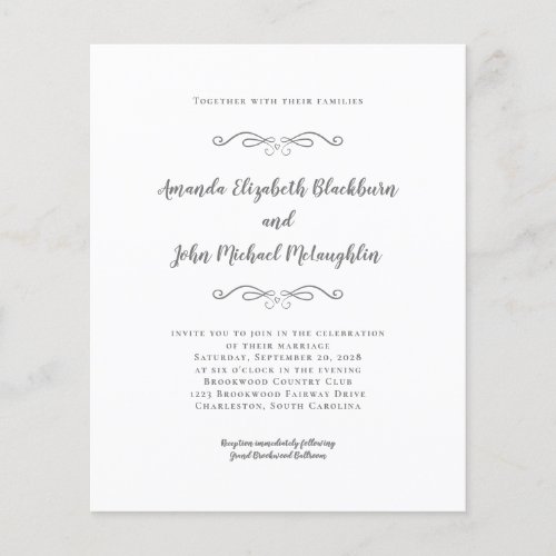 Elegant Script Gray Budget Wedding Invitation