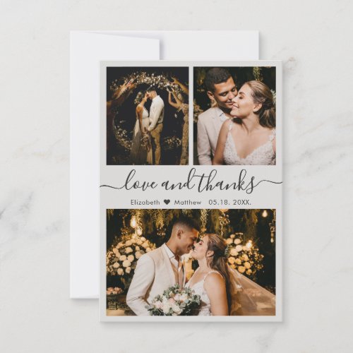 Elegant Script Gray Photo Wedding Thank You Cards