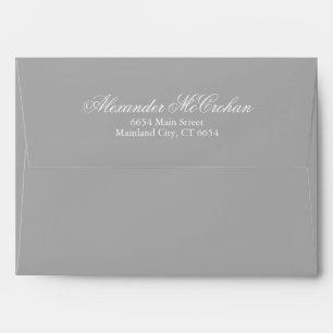 Elegant Script Gray Return Address Mailing Envelope