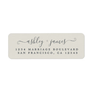 Elegant Script Gray Wedding Return Address Label