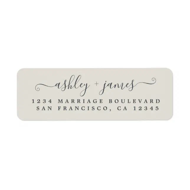 Elegant Script Gray Wedding Return Address Label | Zazzle