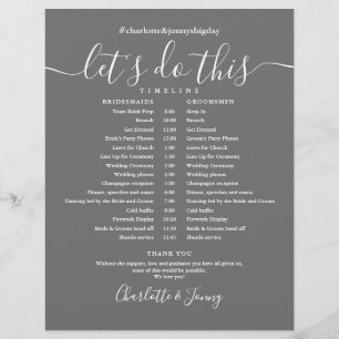Elegant Script Gray Wedding Schedule Timeline