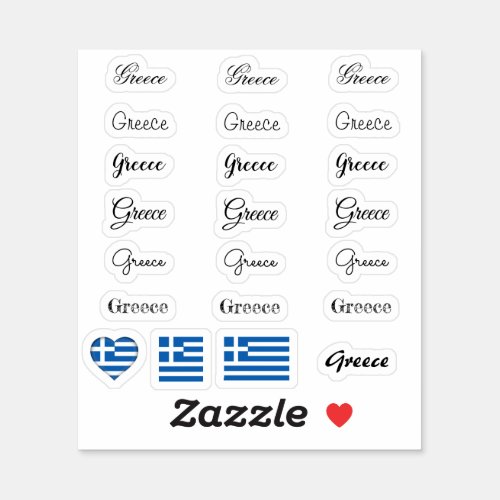Elegant script Greece  Greek Flag name Set Sticker