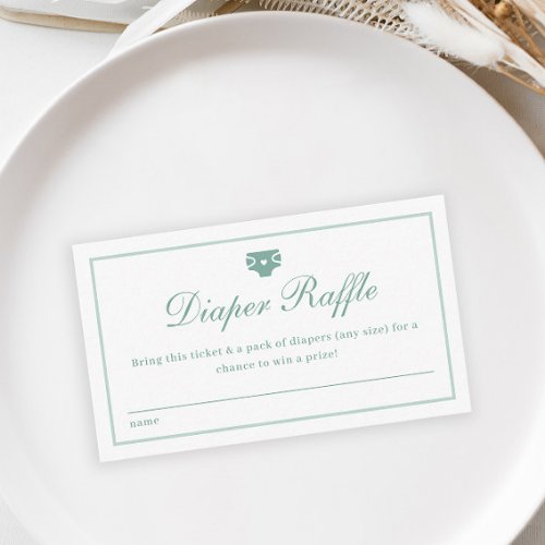 Elegant Script Green Diaper Raffle Baby Shower Enclosure Card