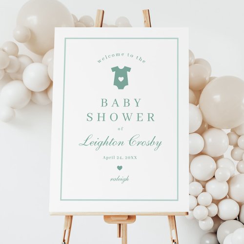Elegant Script Green Neutral Baby Shower Welcome Foam Board