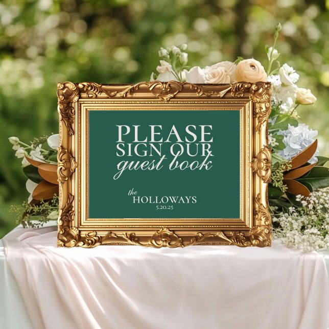 Elegant Script Green Wedding Guest Book (Elegant Script Green Wedding Guest Book
)