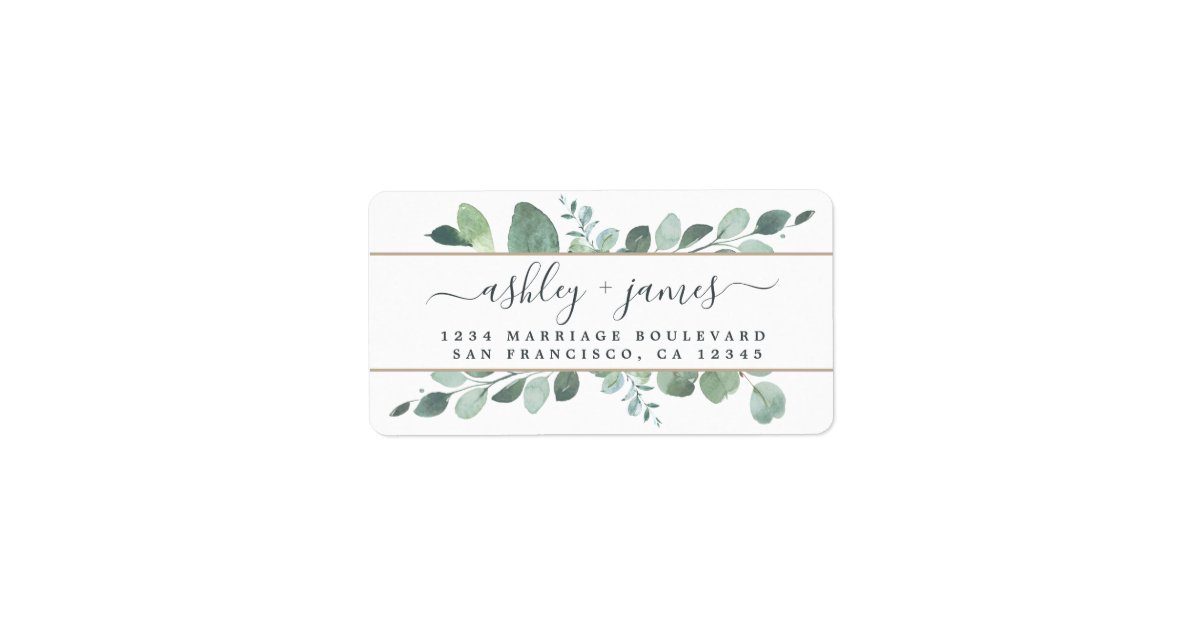 Elegant Script Greenery Wedding Return Address Label Zazzle