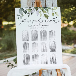 Elegant Script Greenery Wedding Seating Chart Foam Board