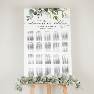 Elegant Script Greenery Wedding Seating Chart Foam Board