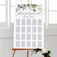Elegant Script Greenery Wedding Seating Chart