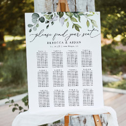 Elegant Script Greenery Wedding Seating Chart Foam Foam Board
