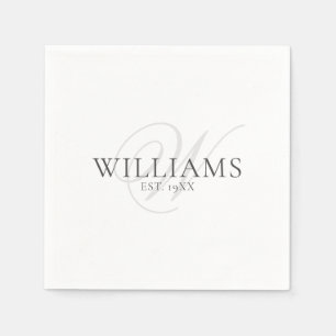 Elegant Script Grey Monogram Family Formal Dinner Napkins
