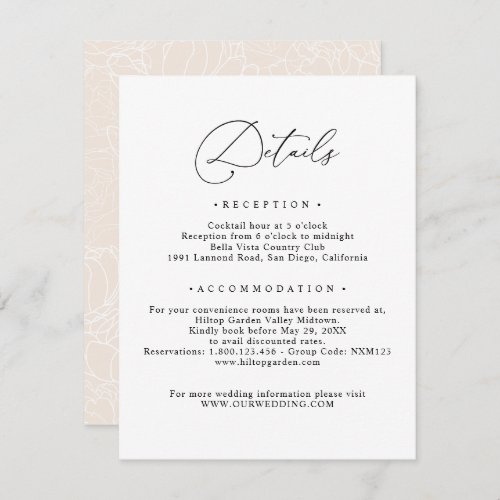 Elegant Script Guest Information Details Wedding
