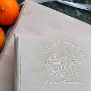 Elegant Script Hand-drawn Custom Library Book Embosser