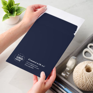 Elegant Script Handwriting Navy Connect with us Envelope Mailers